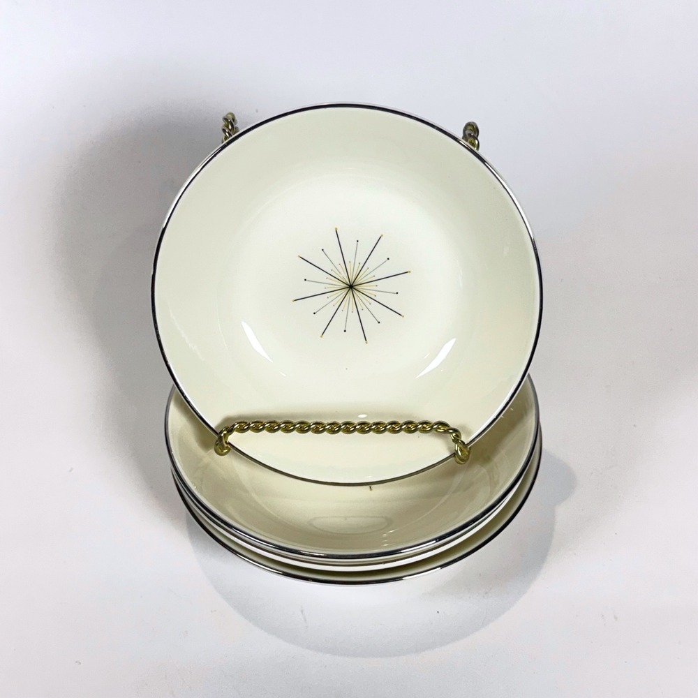 Vintage Homer Laughlin Modern Star 6" Bowls Set of 4 MCM Atomic Starburst